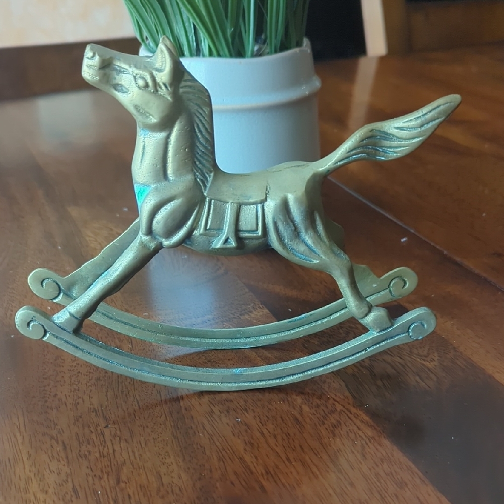 Vintage Brass Rocking Horse Figurine